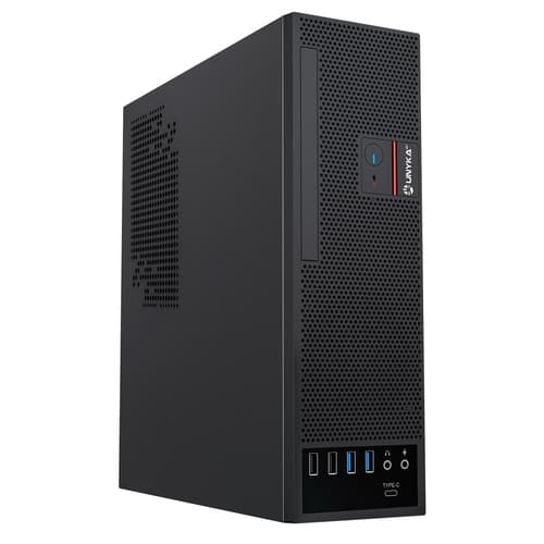 Unyka UK3006 - Caja slim mATX SFF - 2x2.5" internas - Bahía slim externa - 2 x USB 2.0 - 2 x USB 3.0 - 1 x USB-C - 1x80mm frontal - 45mm ventilador - 220mm gráfica - Flex 150W - 370x155x343 - 8 litros