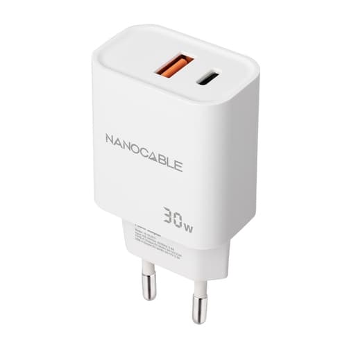 CARGADOR USB-C/PD + USB-A/QC 30W BLANCO