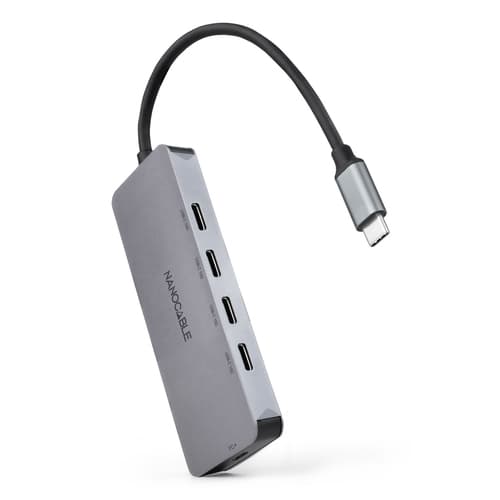 HUB USB-C/M A 4xUSB-C/H + USB-C PD 100W 10 CM
