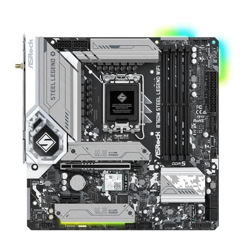 Placa base 1700 microATX Asrock B760M Steel Legend WiFi - 4xDDR5 (Hasta 256GB 7200Mhz OC) - 4xSATA - 3xM.2 Gen4 - RAID 0/1/5/10 SATA - USB 2.0 (4/2) - USB 3.2 (5/2) - 1xUSB-C - HDMI - DP - Wifi ax