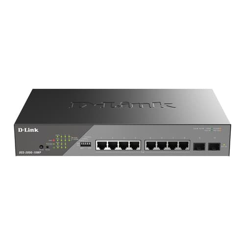 SWITCH GESTIONABLE D-LINK DSS-200G-10MP/E POE+POE++ 30WXPUERTO 8X10/100/1000 Mbps + 2G SFP