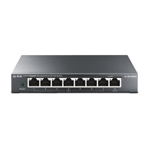 SWITCH GESTIONABLE REVERSE POE TP-LINK RP108GE 7ENTRADAS POE Y 1SALIDA POE GIGABIT 1PUERTO DE SALIDA