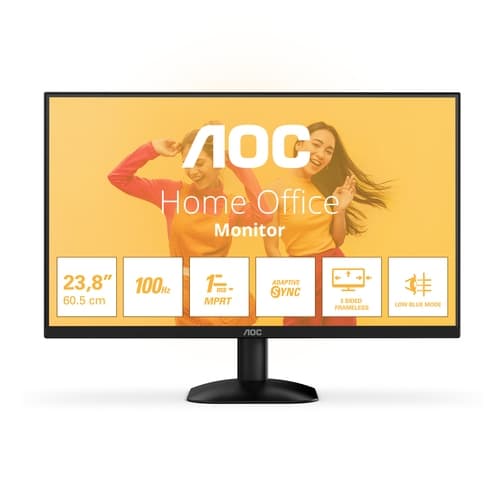 MONITOR 24" HDMI VGA AOC 24B35HM2 VA FHD 100HZ 1MS VESA 100x100 NEGRO