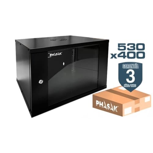 Rack mural Phasak  12U  530x400 negro Desmontado