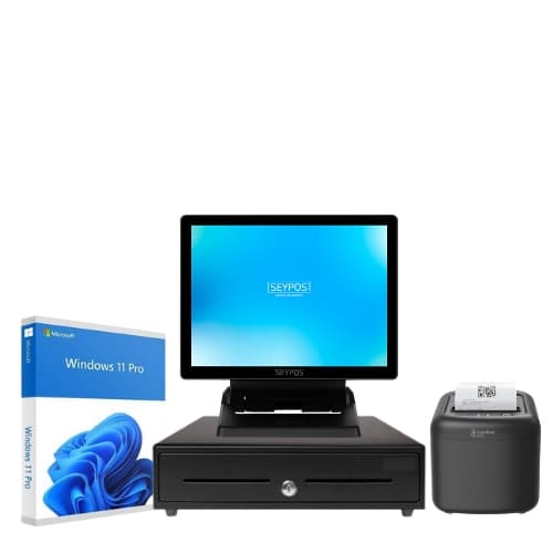POS-TWO PACK: TPV Compacto 15" Intel Core i5 - Impresora ticket - Cajón portamonedas - W11P