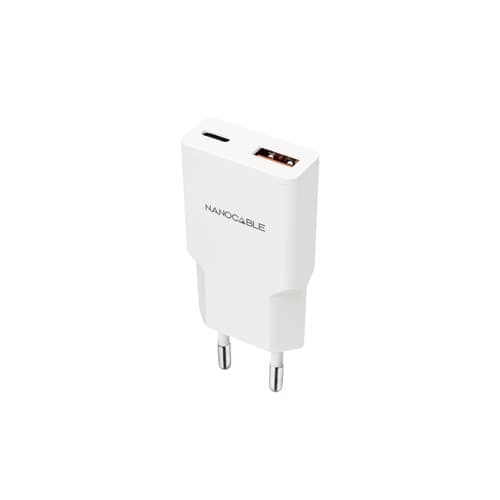 CARGADOR USB-C/PD + USB-A/QC 30W, BLANCO