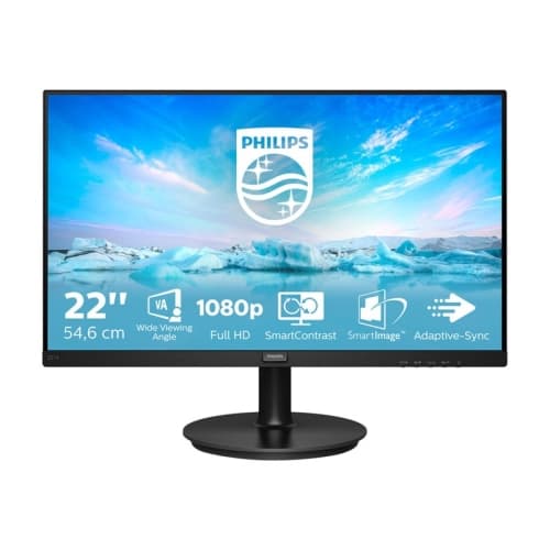 Philips - Monitor 221V8/00 - 22" (21.5" visible) - 1920 x 1080 - VA - 200 cd/m² - 4 ms - HDMI, VGA - Negro REACONDICIONADO