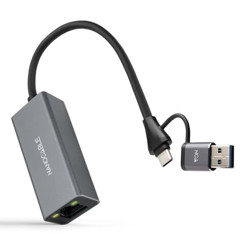 CONVERSOR USB-C+USB-A/M 3.0 ETHERNET GRIS 15CM