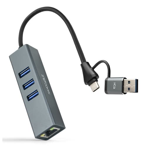 CONVERSOR USB-C+USB-A/M 3.0 ETHERNET+ 3xUSB-A 15CM