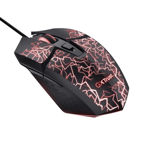 MOUSE TRUST GXT 113 FELOX USB 2.0 6400 DPI AJUSTABLE 6 BOTONES ILUMINACION LED COLOR NEGRO