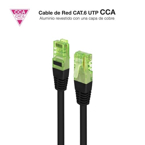 CABLE RED CAT.6 UTP AWG26 CCA, NEGRO, 1.5 M