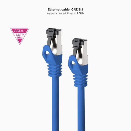 CABLE RED CAT.8.1 2GHZ LSZH SSTP AWG26 AZUL 25 CM