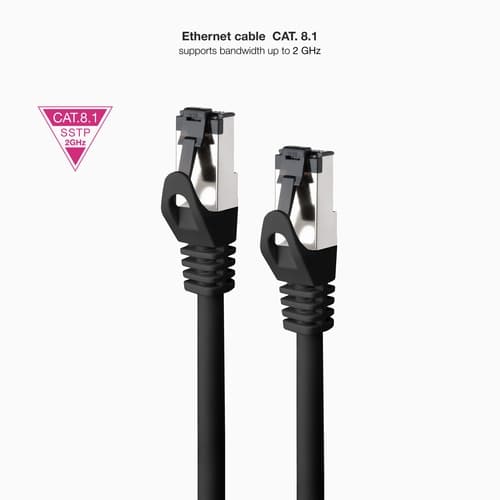 CABLE RED CAT.8.1 2GHZ LSZH SSTP AWG26 NEGRO 7 M
