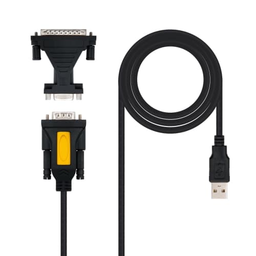 Nanocable - Convertidor USB a SERIE conexión A/M-RS232 DB9/M - Incluye adaptador DB9/H a DB25/M