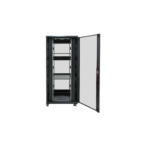 Armario rack suelo 19" PHASAK-PRO 42U 800x1000 negro, 2 bandejas fijas+Ventilación X4-12" + Regleta X6 (INCLUYE MONTAJE Y PORTES)
