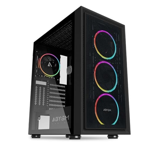Abysm Gaming - Caja ATX Danube Kamp Negra - 2 x USB 2.0 - 1 x USB 3.0 - 2 x 3.5" + 3 x 2.5" int - VGA hasta 35cm - 3 x 120 mm ARGB + 1 x 120 mm ARGB - 2 x 120 mm opcional - Antipolvo