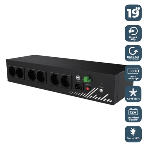 Unidad de Distribución para Alimentación Phasak COMPACT 800 VA/ 9A/ 8x Schuko/ Formato Rack 2U