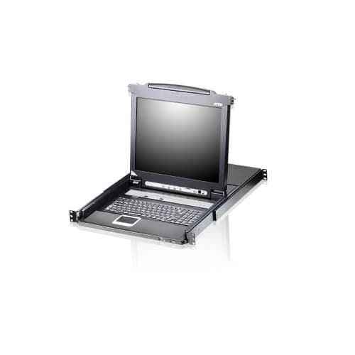 Aten - Consola Slideaway LCD 17" KVM - 8 puertos - PS2/USB / 19" Rack - Daisy-chain para hasta 31 unidades adicionales (256 equipos) Añadir A2L 5202UP por cada puesto