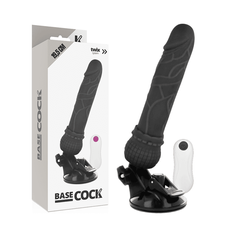 BASECOCK - VIBRADOR REALÍSTICO CONTROL REMOTO NEGRO 19.5 CM -O- 4 CM