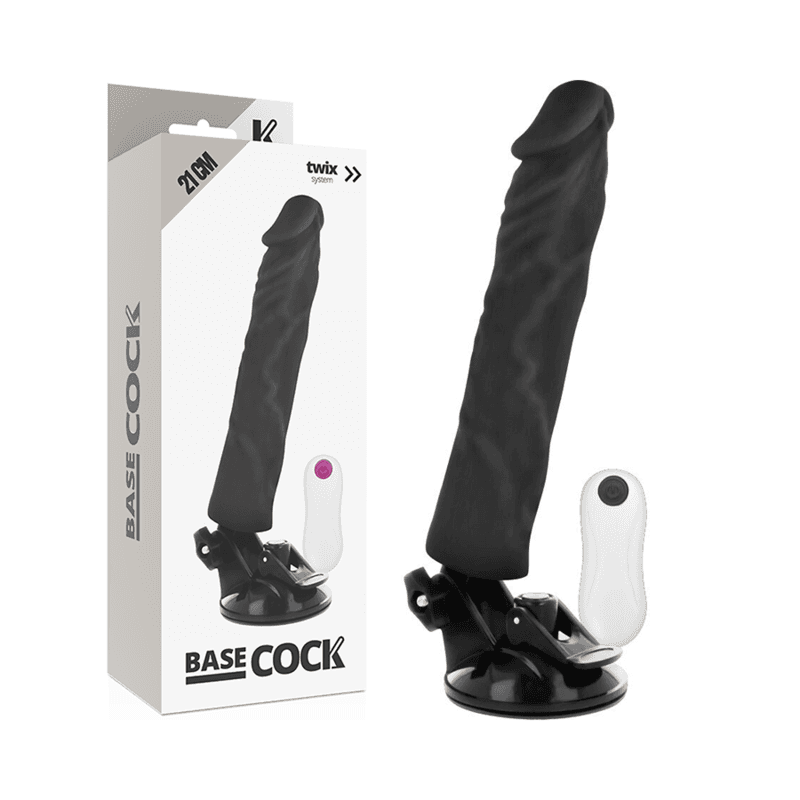 BASECOCK - VIBRADOR REALÍSTICO CONTROL REMOTO NEGRO 21 CM -O- 4 CM