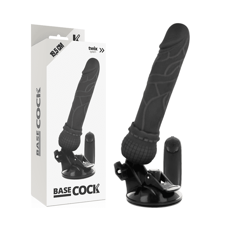 BASECOCK - VIBRADOR REALÍSTICO CONTROL REMOTO NEGRO 19.5 CM -O- 4 CM