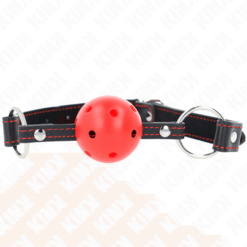 KINK - MORDAZA DE BOLA 4.5 CM ROJA DURA HUECA MODELO 2 65 x 2.5 CM