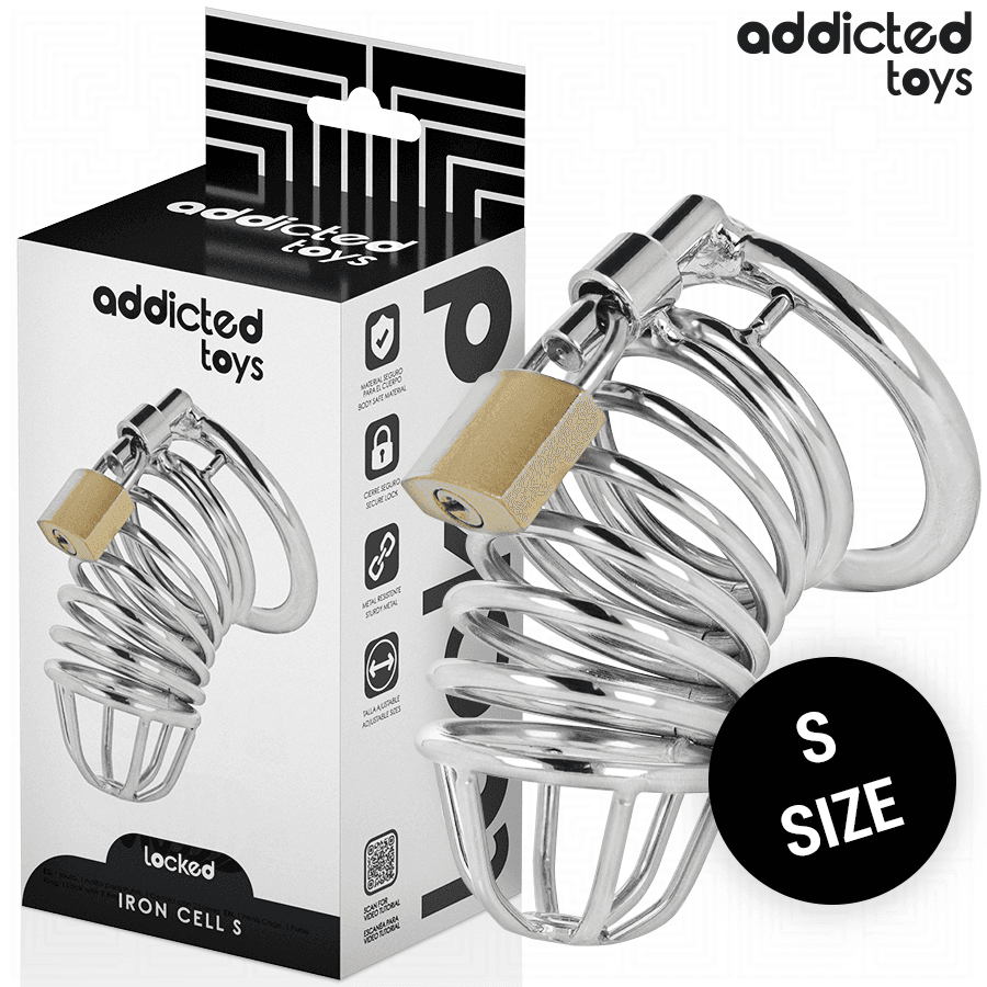 ADDICTED TOYS LOCKED - IRON CELL JAULA PARA PENE DE METAL 4 CM TALLA S