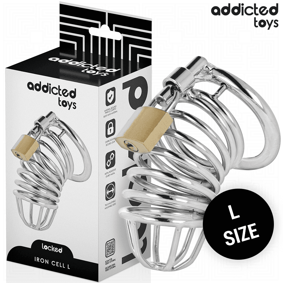 ADDICTED TOYS LOCKED - IRON CELL JAULA PARA PENE DE METAL 5 CM TALLA L