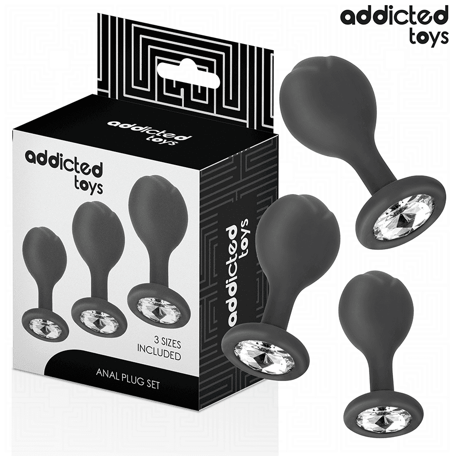 ADDICTED TOYS - SET DE 3 PLUG SILICONA ANAL CON JOYA