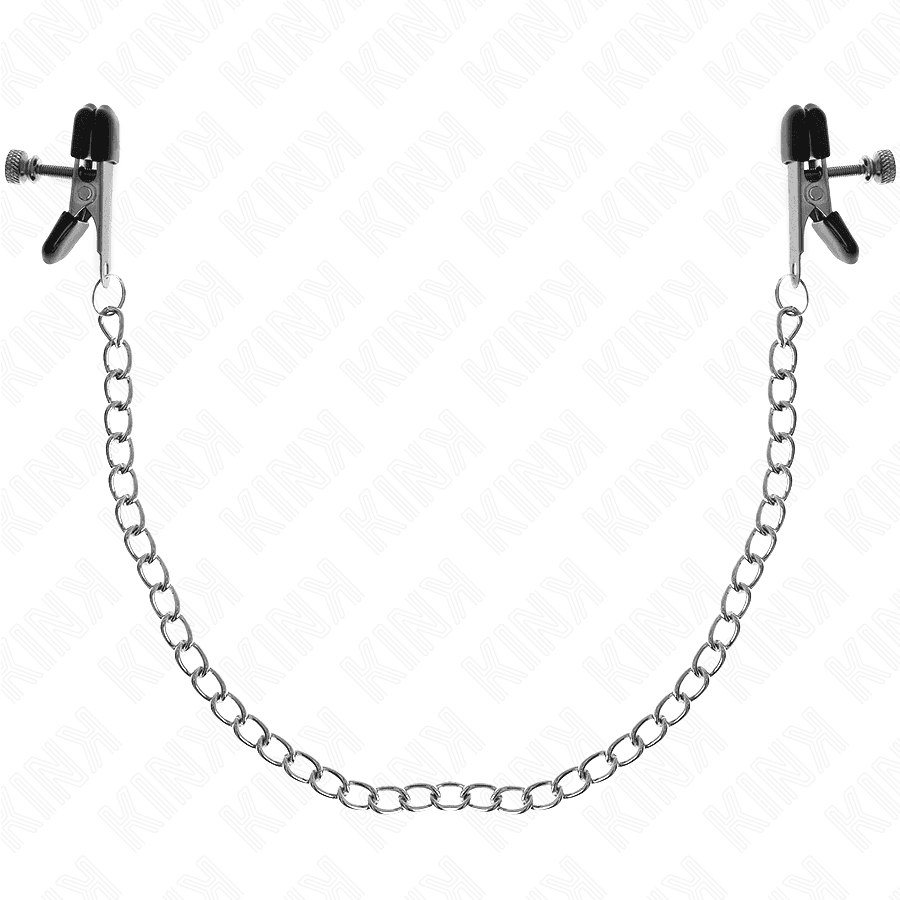 KINK - PINZAS PARA PEZONES PLANAS NEGRO CON CADENA PLATEADO 34 CM