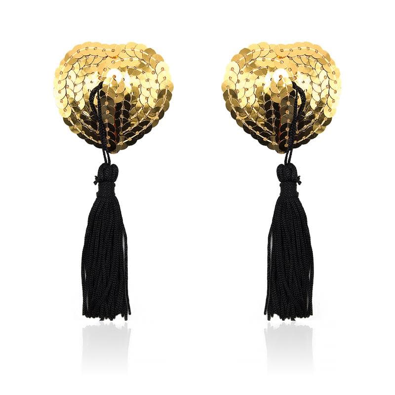 Pezonera de Corazón con Lentejuelas Doradas