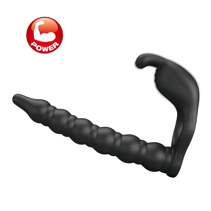 Blackney Anillo Vibrador con Plug Silicona Negro