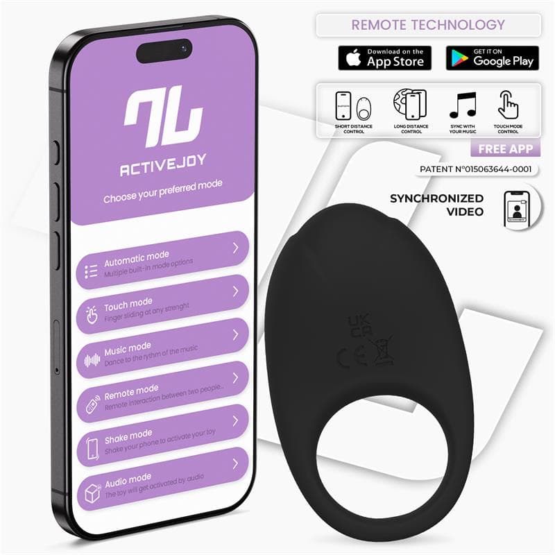Ringo Anillo Vibrador con APP Unibody Negro