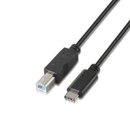 Cable USB 2.0 Impresora Aisens A107-0054/ USB Tipo-C Macho - USB Tipo-B Macho/ 480Mbps/ 2m/ Negro