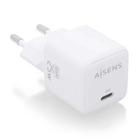 Cargador de Pared GaN Aisens ASCH-25W1P012-W/ 1xUSB Tipo-C/ 25W