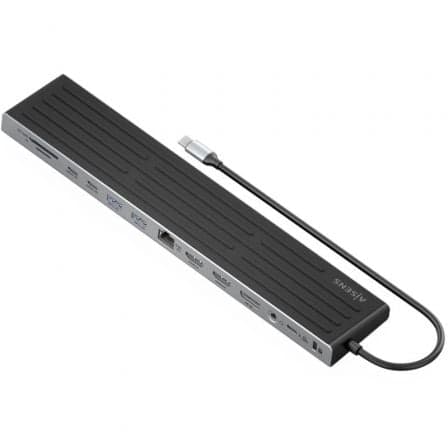 Docking USB Tipo-C Aisens ASUC-13P042-GR/ 2xUSB Tipo-C/ 1xUSB Tipo-C PD/ 2xUSB/ 2xHDMI/ 1xDisplayPort/ 1xLector de Tarjetas/ 1xJack 3.5mm/ 1xRJ45/Gris