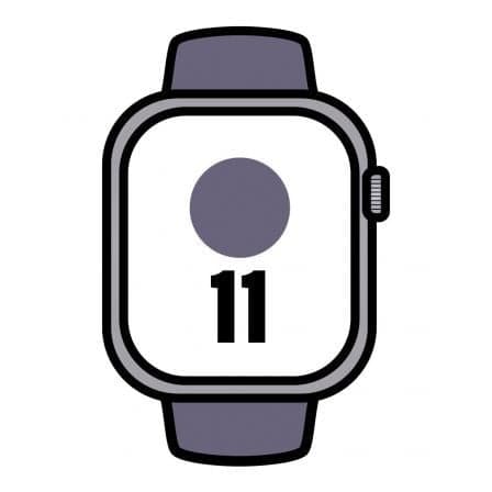 Apple Watch Series 11/ GPS/ 46mm/ Plata/ Correa Deportiva Niebla Lila (M/L)