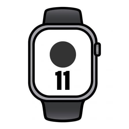 Apple Watch Series 11/ GPS/ Cellular/ 42mm/ Gris Espacial/ Correa Deportiva Negra (S/M)