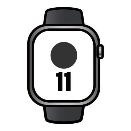 Apple Watch Series 11/ GPS/ Cellular/ 46mm/ Titanio Negro Pizarra/ Correa Deportiva Negra S/M