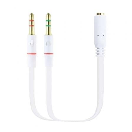 Cable Estéreo Nanocable 10.24.1203/ Jack 3.5 Hembra - 2x Jack 3.5 Macho/ 20cm/ Blanco