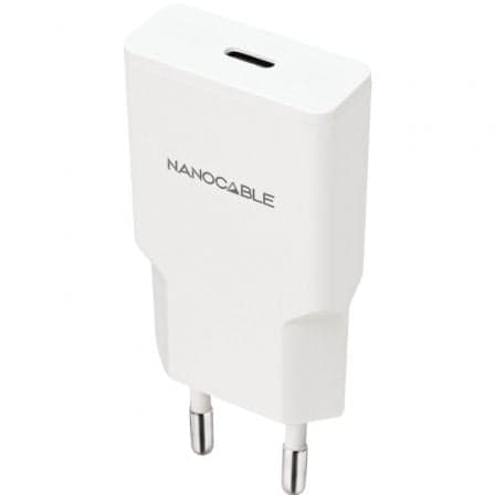 Cargador de Pared Nanocable 10.10.2021/ 1xUSB Tipo-C/ 20W/ Blanco