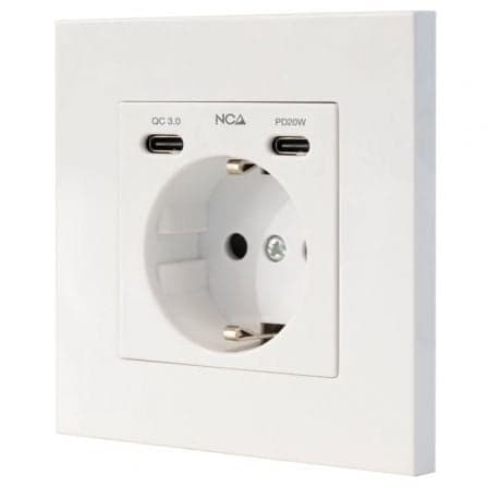 Roseta de Pared Nanocable 10 35 0012/ 1 Schuko/ 2 USB