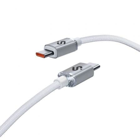 Cable USB 2.0 Tipo-C Subblim Optimus/ USB Tipo-C Macho - USB Tipo-C Macho/ Hasta 60W/ 480Mbps/ 1m/ Blanco