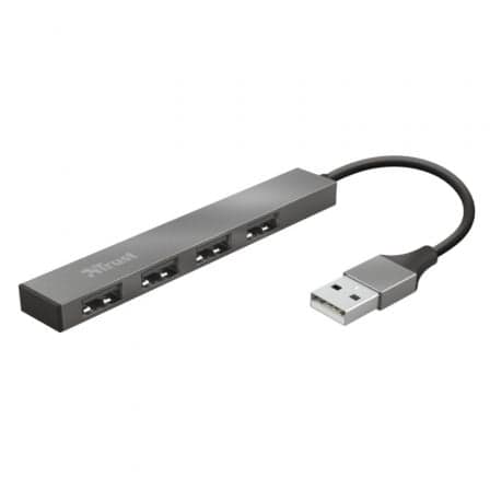 Hub USB 2.0 Trust Halyx/ 4xUSB/ Gris
