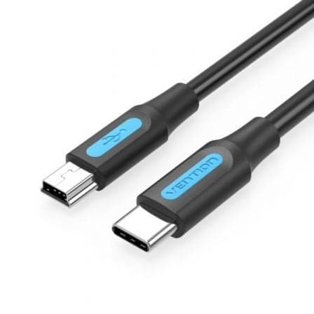 Cable USB 2.0 Tipo-C Vention COWBF/ USB Tipo-C Macho - MiniUSB Macho/ 480Mbps/ 1m/ Negro