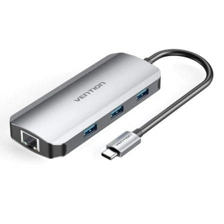 Docking USB Tipo-C Vention TOHHB/ 1xHDMI 4K/ 3xUSB/ 1xRJ45/ 1xUSB Tipo-C PD/ Gris