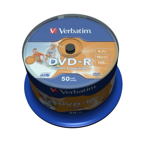 VERBATIM DVD-R 4.7GB 16X BOBINA 50 IMPRIMIBLE INKJET ADVANCED AZO