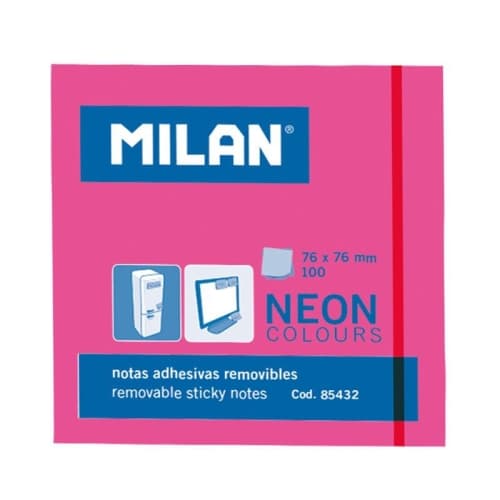 MILAN BLOC NOTAS ADHESIVAS 100 HOJAS 76X76MM ROSA NEÓN