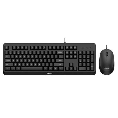 Philips - Combo teclado + raton con cable SPT6207BL - Plug and play - USB - Negro