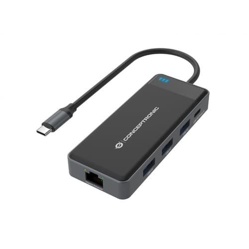 ADAPTADOR USB-C 7IN1 CONCEPTRONIC HDMIx2 USB-C PD 100W USB-A RJ45 GIGABIT DONN14G